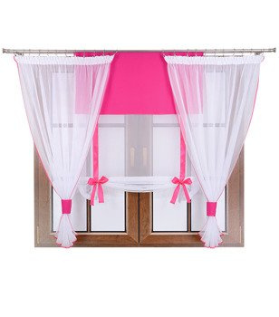 Komplet 2 firany panel z kokardkami Vigo II ciemny róż