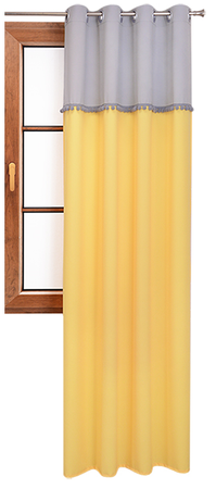 Zasłona z pluszowymi pomponami Lilo 6 żółta wzór 3