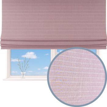 Roleta rzymska lniana len w prążki wrzosowy róż z naturalnego lnu w poziome paski
