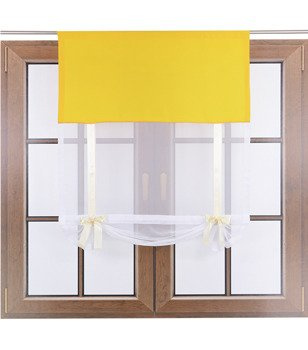 Uroczy panel ekran z woalu Vigo z kokardkami słoneczny żółty