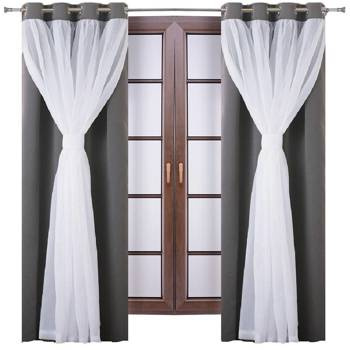 Śliczna dwuwarstwowa zasłona matowa i firana z białego woalu Rozalia
