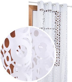Zasłona biała w ażurowe wycinane laserowo wzory koła