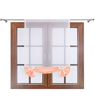 Uroczy panel z woalu dół matowy i kokardki Demi II brzoskwiniowy