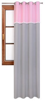 Zasłona z pluszowymi pomponami Lilo 6 szara wzór 4