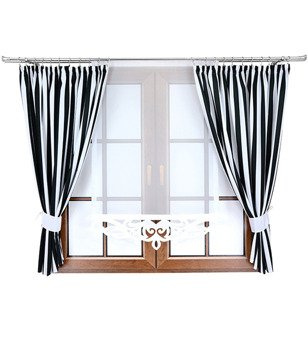Komplet 2 zasłony czarno białe paski L1 panel z ażurem Rubi V