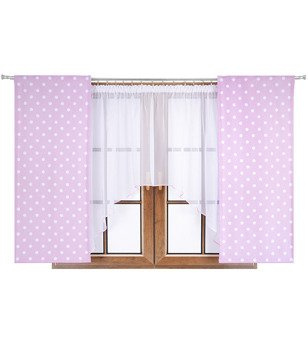 Komplet dla dzieci panele w różowe groszki i firana łuk Tosia wzór 2 kropki