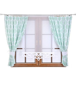 Komplet 2 zasłony miętowe maroko A6 panel z ażurem Rubi V