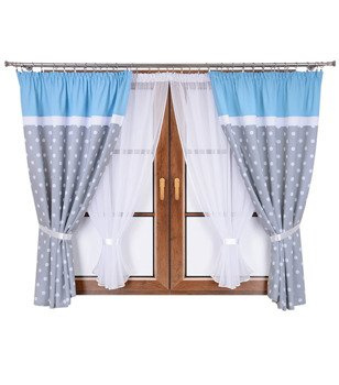 Zestaw dziecięcy zasłony w groszki firany z woalu Mika II wzór 5 kropki