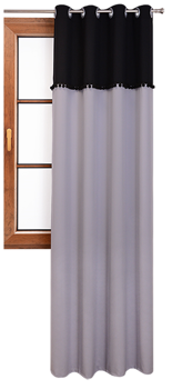 Zasłona z pluszowymi pomponami Lilo 6 szara wzór 5