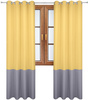 Zasłona duo jasno zółta z pasem na dole szarym Soma