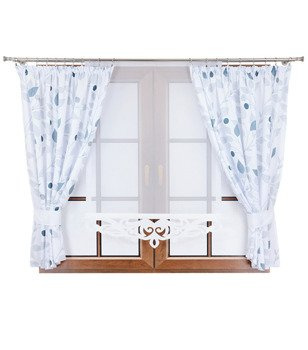 Komplet 2 zasłony szare listki C1 panel z ażurem Rubi V liście