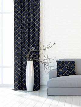 Zasłona w wzory Rubi granatowe złote maroko wzór A9