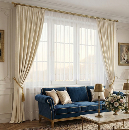 Kornelia firana z białego woalu wykończona efektownym haftem 