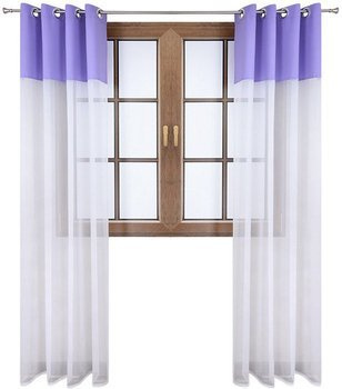 Firana duo z woalu i tkanina matowa jasno fioletowa Inez II