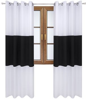 Zasłona gładka matowa trio Sally biała z czarnym