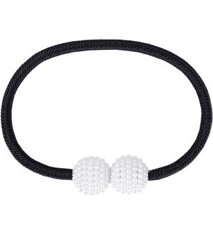 Spinka klamra  magnetyczna z perełkami wzór 2 Czarny