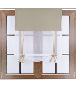 Uroczy panel ekran z woalu Vigo z kokardkami beżowo szary