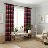 Zasłona w kratę granatowo bordową klasyczna dekoracja okna 