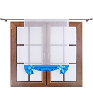 Uroczy panel z woalu dół matowy i kokardki Demi II nieieski