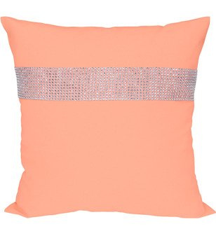 Poszewka dekoracyjna ozdobiona cyrkoniami brzoskwiniowa