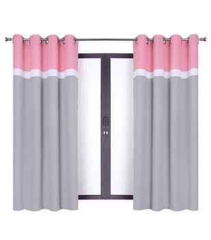 Urocza zasłona trio jasno szara pas biały jasny róż Maiko wzór 6