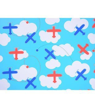 Materiał na metry z nadrukiem samoloty wzór S1 na zasłony