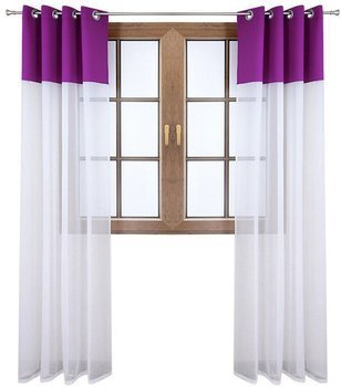 Firana duo z woalu i tkanina matowa fuksja Inez II