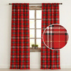 Zasłona w kratę czerwono bordową klasyczna dekoracja okna