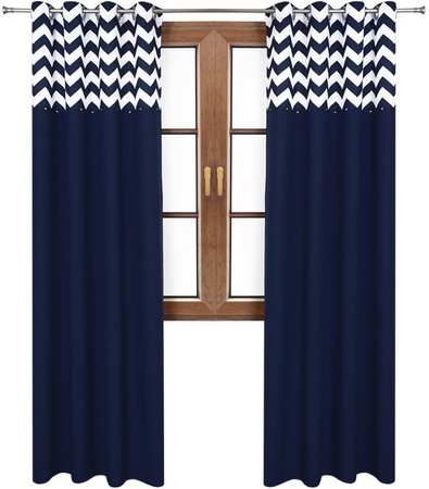 Zasłona granatowa matowa  duo zygzaki Rubi 2 wzór B5
