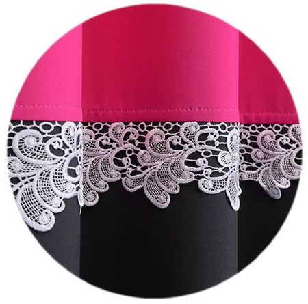 Zasłona duo z gipiurą Ligia ciemno różowa czarna wzór 3