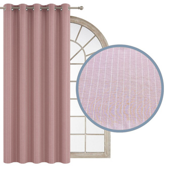 Zasłony z naturalnego lnu w prążki lniana zasłona wrzosowy róż len w paski