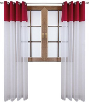 Firana duo z woalu i tkanina matowa czerwona Inez II
