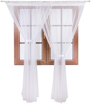 Elegancka firana z błyszczącą nicią z podwiązkami Riko biała