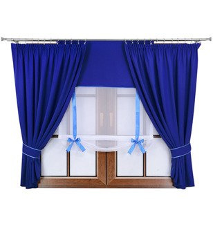 Komplet dwie zasłony panel z kokardkami Vigo III kobaltowy