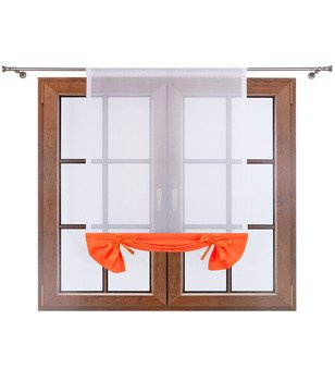 Uroczy panel z woalu dół matowy i kokardki Demi II neon pomarańcz