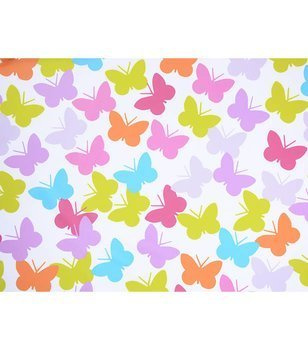 Materiał na metry z nadrukiem kolorowe motylki wzór P1 na zasłony