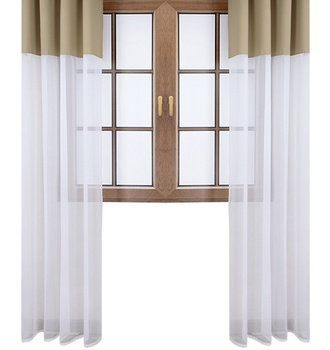 Komplet firan duo z woalu i tkanina matowa wenge Inez II  Sale S50