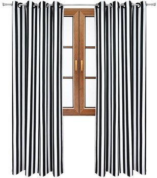 Zasłona w wzory Rubi czarno białe paski wzór L1