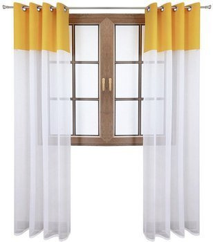 Firana duo z woalu i tkanina matowa mocno żółta Inez II