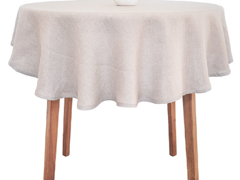 Okrągły lniany naturalny obrus na stół do kuchni i salonu