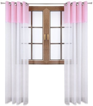 Firana duo z woalu i tkanina matowa jasno różowa Inez II