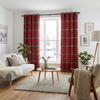 Zasłona w kratę czerwono bordową klasyczna dekoracja okna