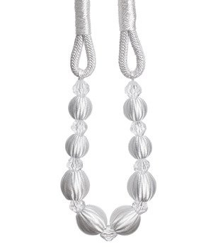 Ekskluzywny chwost do zasłon z koralikami biały wzór 2