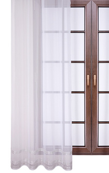 Elegancka firana z bialego woalu ozdobiona cyrkonią srebrna Lupita II Sale S19