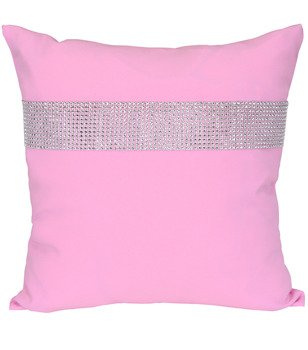 Poszewka dekoracyjna ozdobiona cyrkoniami jasno różowa