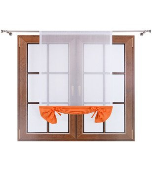 Uroczy panel z woalu dół matowy i kokardki Demi II pomarańczowy