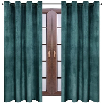 Elegancka zasłona welurowa welwet ciemny turkusowy zaciemniająca welur aksamitny
