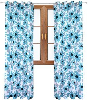 Zasłona w wzory Rubi turkusowe szare kwiaty wzór J2