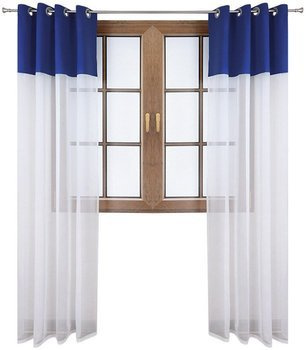 Firana duo z woalu i tkanina matowa kobaltowa Inez II