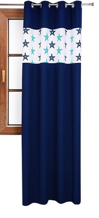 Zasłona matowa duo gwiazdki Cindy wzór U1 granatowa